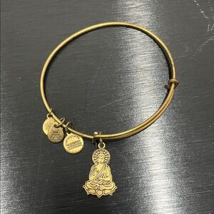 Alex and Ani Buddha Bracelet Goldtone Adjustable Stacking Boho Charms